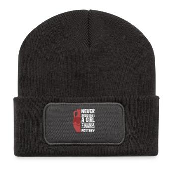 Never underestimate a girl who makes pottery - Recycled Patch Beanie - dark grey - Front
