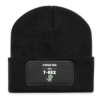 T-Rex-Spaß für Kinder und Jugendliche - Recycelte Patch Beanie - Schwarz - Vorne
