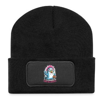 Walross Punk Rocker Halloween  - Recycelte Patch Beanie - Schwarz - Vorne