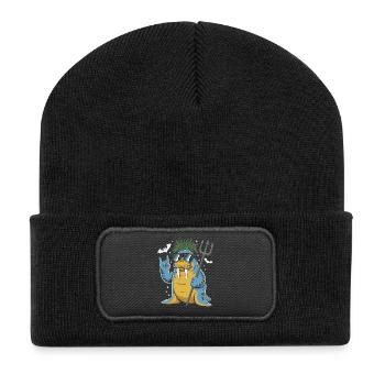 Walross Punk Rocker Halloween  - Recycelte Patch Beanie - Schwarz - Vorne