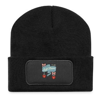 Coquette Aesthetic Bow Pattern Girly Pastel - Recycled Patch Beanie - black - Front