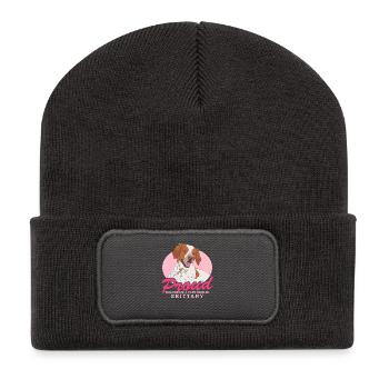 Brittany Mom Epagneul Breton Chien d’arrêt Cadeau - Beanie recyclé à patch - charbon - Devant