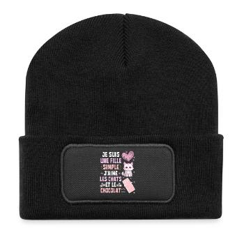 I'm a Simple Cats and Chocolate Girl - Recycled Patch Beanie - black - Front