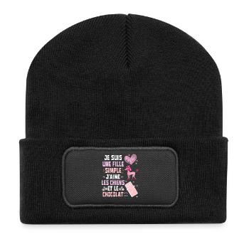 Je suis une fille Simple Chiens et Chocolat - Beanie recyclé à patch - noir - Devant
