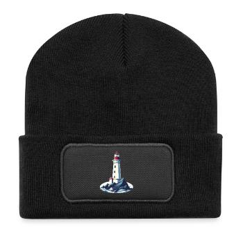 Lighthouse on rocky coast - Recycled Patch Beanie - black - Front