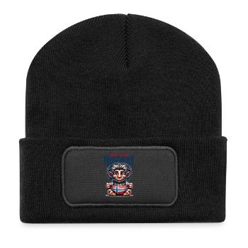 Norwegischer Troll mit Flagge - Recycelte Patch Beanie - Schwarz - Vorne