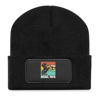 Dachshund Dad Dog Motif Funny Father's Day Teckel - Recycled Patch Beanie - black - Front