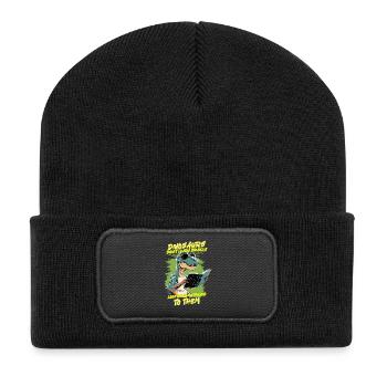 Braille Lehrer Blindenschrift Punktum - Recycelte Patch Beanie - Schwarz - Vorne