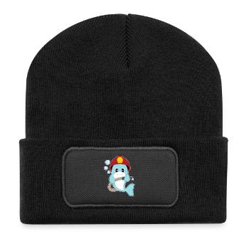 Dolphin fireman fire hose fire department - Recycled Patch Beanie - black - Front