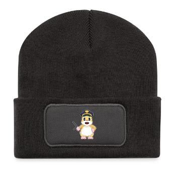 Hamster Policeman Baton Police - Recycled Patch Beanie - dark grey - Front