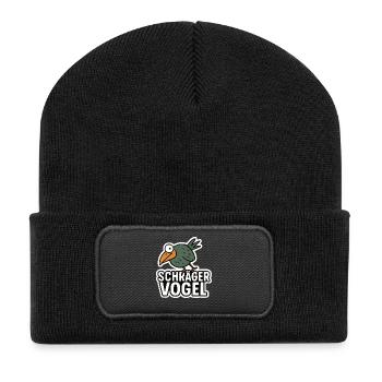 Schräger Vogel schrill verrückt - Recycelte Patch Beanie - Schwarz - Vorne