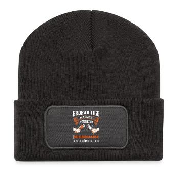 Chauffagiste Plombier Plombier de construction chauffage - Beanie recyclé à patch - charbon - Devant