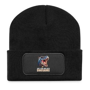 Dino Saurier Dinosaurier - Recycelte Patch Beanie - Schwarz - Vorne