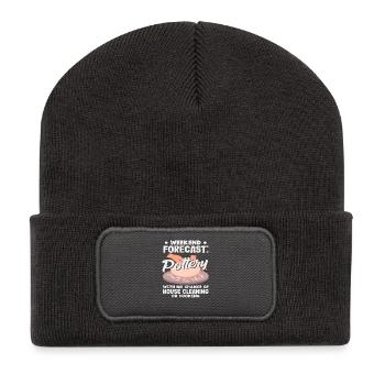 Wochenendwetter Töpfern Ohne Hausarbeit - Recycelte Patch Beanie - Dunkelgrau - Vorne