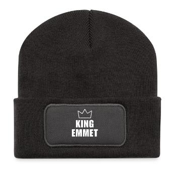 Emmet Name mit Buchstabe E - King Crown Shirt - Recycelte Patch Beanie - Dunkelgrau - Vorne