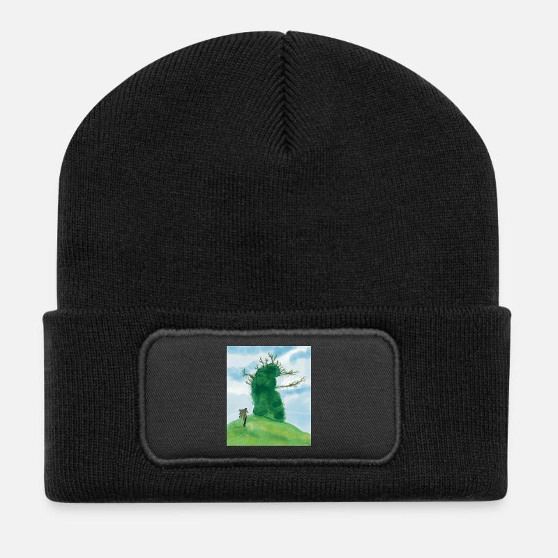 Whimsical Nature Friendship Scene - Recycled Patch Beanie - black
