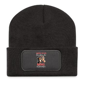 Teckel Chien Teckel à poil dur Têtu - Beanie recyclé à patch - charbon - Devant