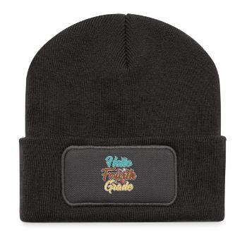 Bonjour la conception de la célébration de l’école de quatrième année - Beanie recyclé à patch - charbon - Devant