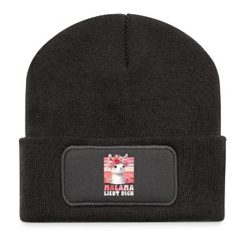 Future maman MALAMA LOVE Drôle - Beanie recyclé à patch - charbon - Devant