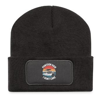 Pontoon Captain Pontoon Boat Saying - Recycled Patch Beanie - dark grey - Front