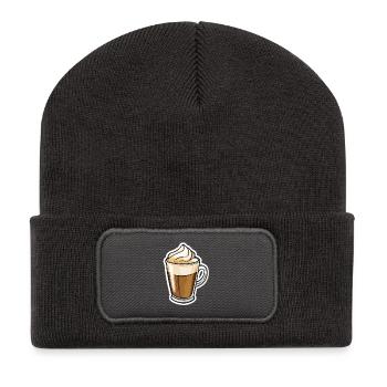 Kaffee - Recycelte Patch Beanie - Dunkelgrau - Vorne