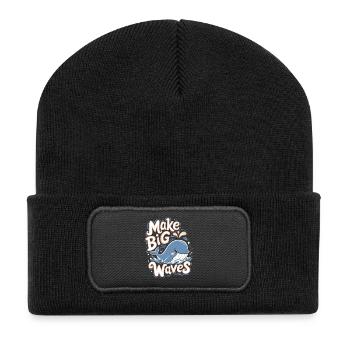 Conservation des océans : faites de grandes vagues ! – Une jolie baleine - Beanie recyclé à patch - noir - Devant