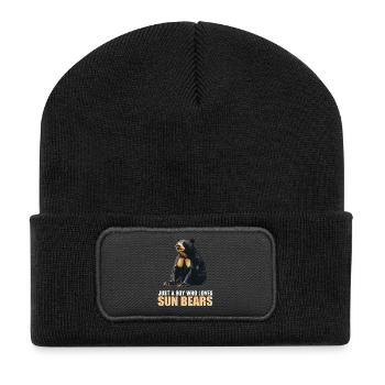 Sun Bear Malaienbär - Recycelte Patch Beanie - Schwarz - Vorne