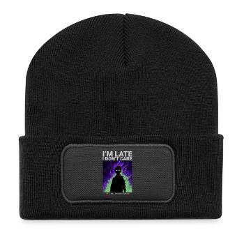Im Late I Dont Care Spruch Gamer Phonk Ästethik - Recycelte Patch Beanie - Schwarz - Vorne