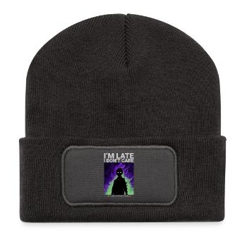Je suis en retard je m’en fous Spruch gamer phonk esthétique - Beanie recyclé à patch - charbon - Devant