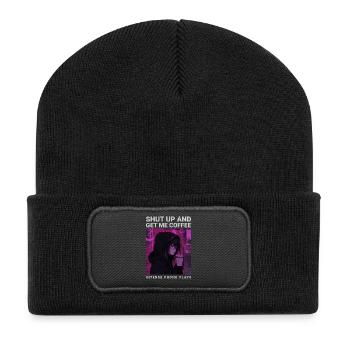 Shut Up And Get Me Coffee Anime Girl Kaffee Phonk - Recycelte Patch Beanie - Schwarz - Vorne