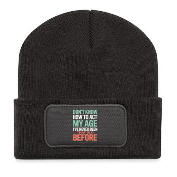 Dicton d'anniversaire : Je ne sais pas comment faire - Beanie recyclé à patch - charbon - Devant
