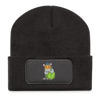 Hamster Cleaning Mop - Recycled Patch Beanie - dark grey - Front