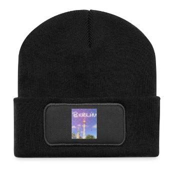 Berlin TV Tower Neon Design - Recycled Patch Beanie - black - Front