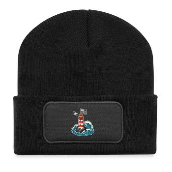 Bretagne Phare Breton Gwenn ha Du Fierté Bretonne - Recycelte Patch Beanie - Schwarz - Vorne