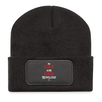 My Wonderful Sister Funny Gift - Recycled Patch Beanie - dark grey - Front