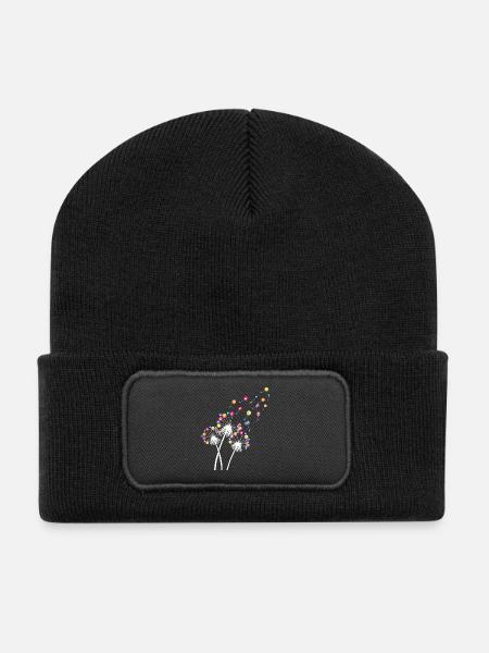 Löwenzahn-Billardkugel, lustiges Queue, Sportkunst - Recycelte Patch Beanie - Schwarz