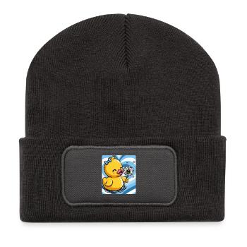 Breloque canard mignon avec pissenlit - Beanie recyclé à patch - charbon - Devant