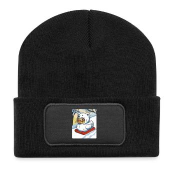 Motoneige d’hiver avec costume d’ours canard parlant - Beanie recyclé à patch - noir - Devant