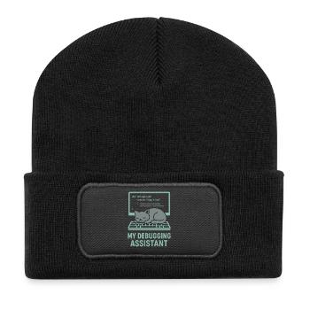 Mon chat assistant de débogage - Beanie recyclé à patch - noir - Devant