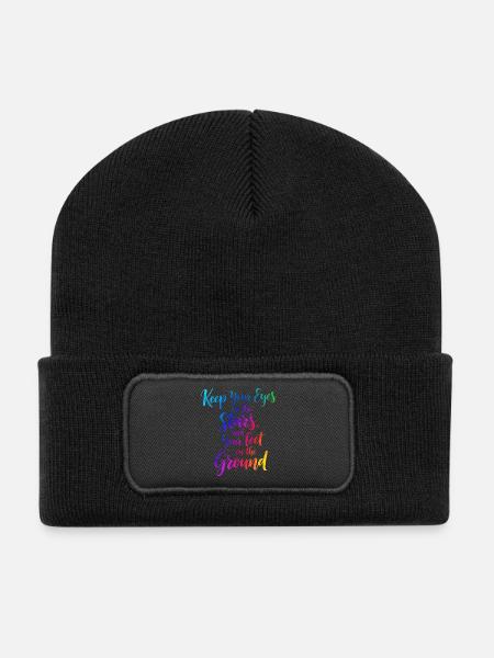 Inspirational Quote with Starry Gradient - Recycled Patch Beanie - black