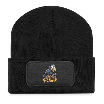 F-Caw-F Meme Krähe - Recycelte Patch Beanie - Schwarz - Vorne