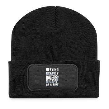 Unleash gravity with every kick - Recycled Patch Beanie - black - Front