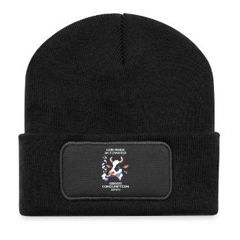 Mode vache : Herbe 100 % | Humour Vache & Stoner - Beanie recyclé à patch - noir - Devant