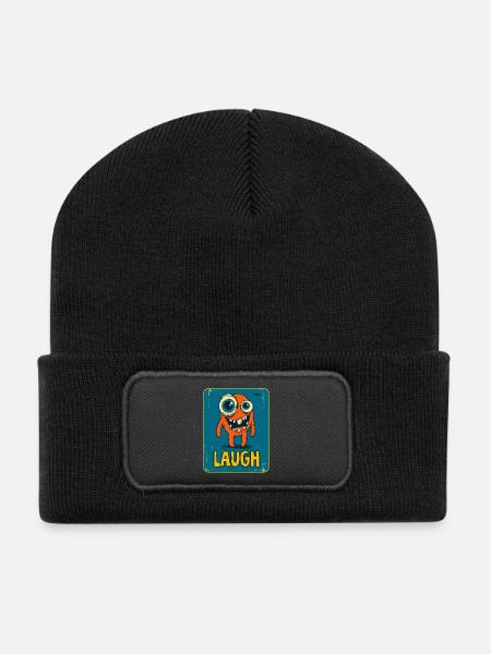 Skurriles Monster - Recycelte Patch Beanie - Schwarz