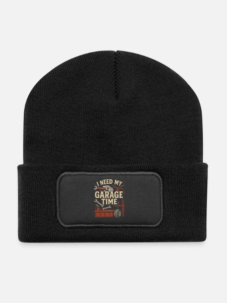 I need my garage time - Recycled Patch Beanie - black