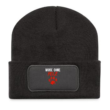 Tierschutz MODE OHNE PELZ Anti Fur Lustiges - Recycelte Patch Beanie - Dunkelgrau - Vorne