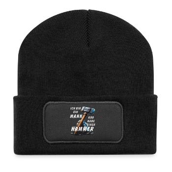 I'M A MAN AND I'VE GOT A HAMMER - Recycled Patch Beanie - black - Front