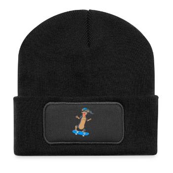 T-shirt de skateboard teckel - Beanie recyclé à patch - noir - Devant