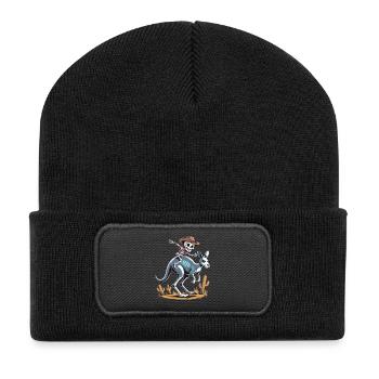Cowboy squelette cavalier sur kangourou - Beanie recyclé à patch - noir - Devant