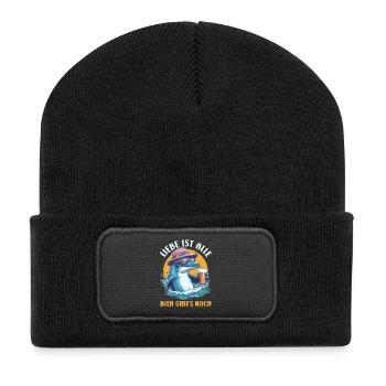 Malle LOVE IS ALL THERE'S STILL BEER Funny - Recycled Patch Beanie - black - Front